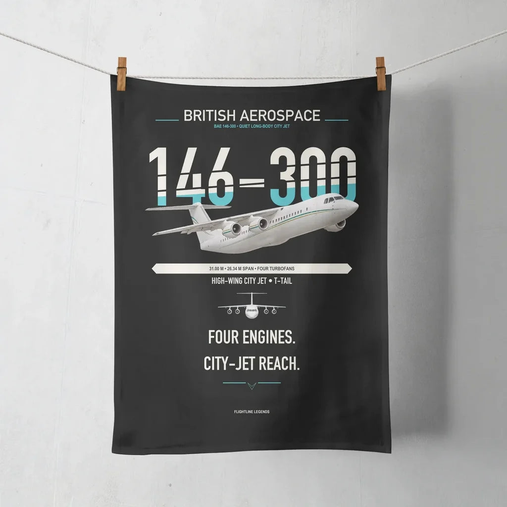 BAe 146-300 design on black towel