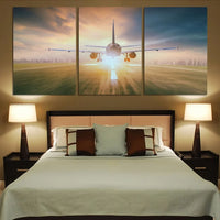 Thumbnail for Airplane Flying Over Runway canvas - 3 Pieces