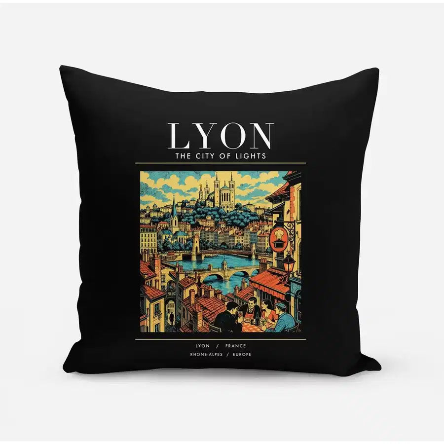 LYON - Poster - Pillow - Black