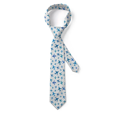 Many Airplanes White aviation design on premium silk blend tie.