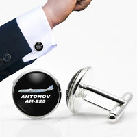 Thumbnail for The Antonov AN-225 aviation cuff links, polished metal body with engraved detail.