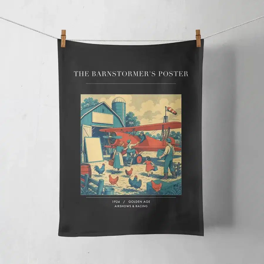 VINTAGE G4165 - The Barnstormer's Poster - Designed Towels design on black