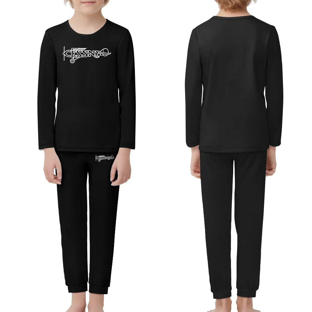 Special Cessna Text children pajamas - Black