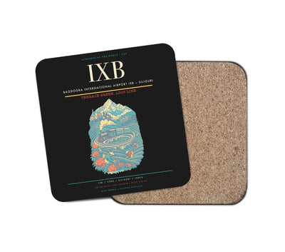 Bagdogra International Airport (IXB) design on black 1 piece coaster
