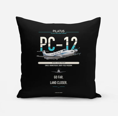 Pilatus PC-12 PRO design on black pillow