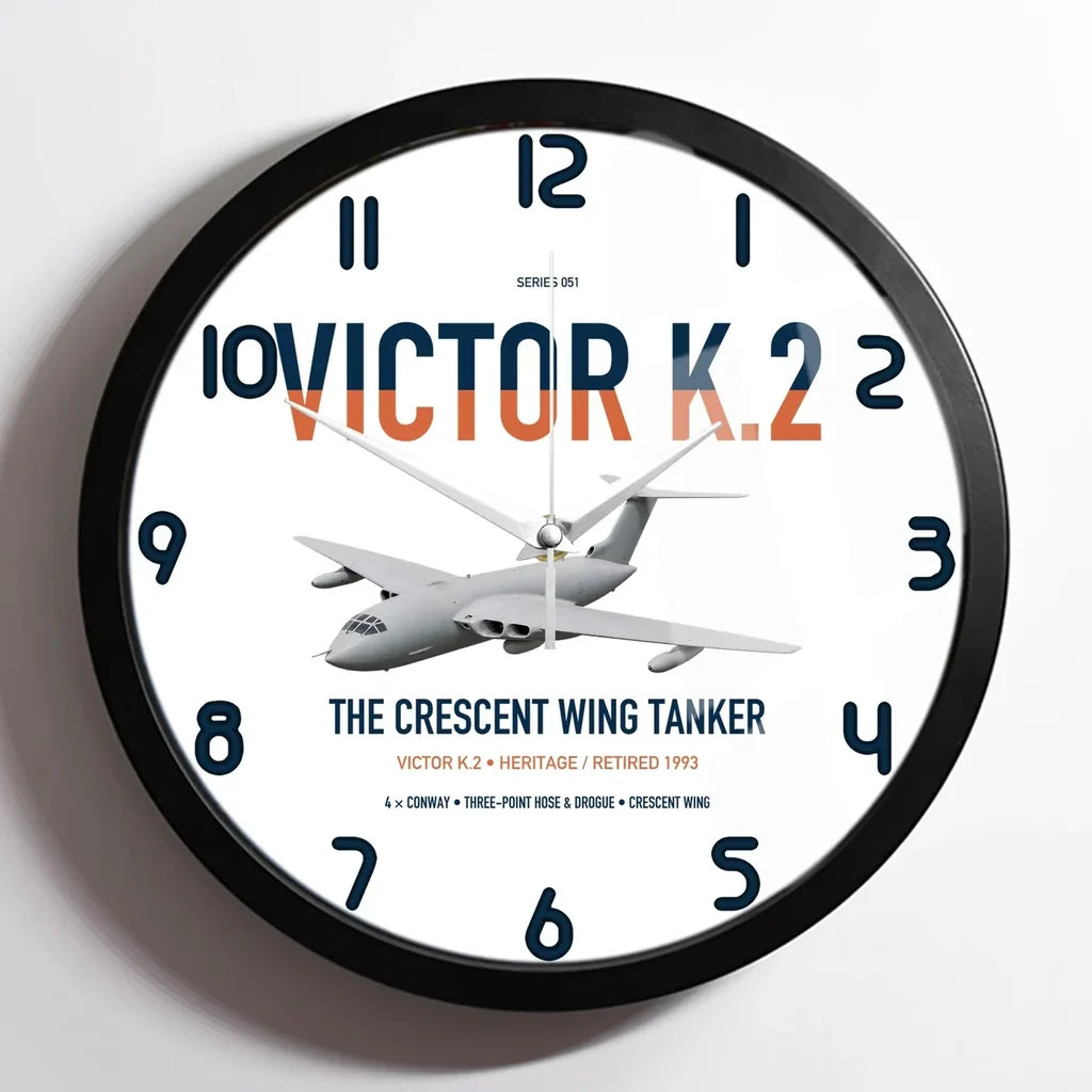 Handley Page Victor K.2 design on white framed wall clock