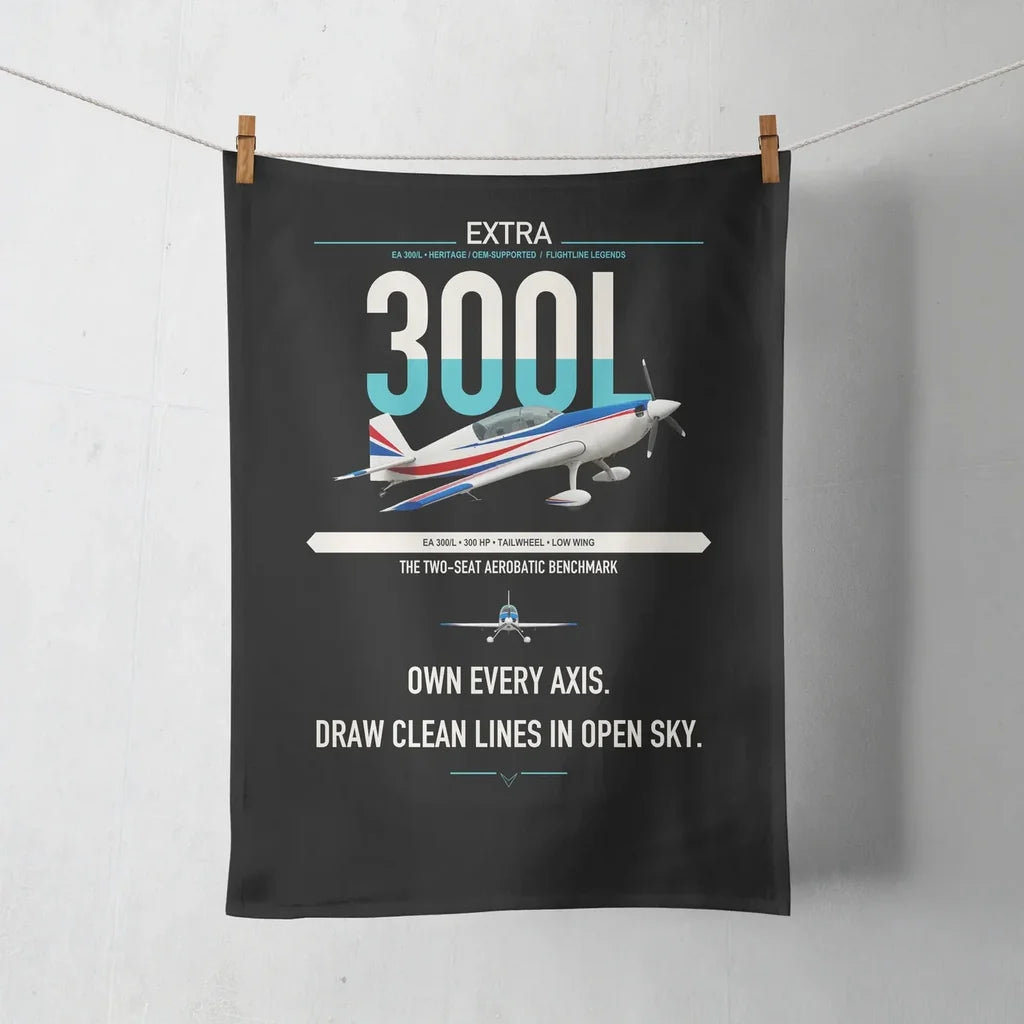Extra 300L design on black towel