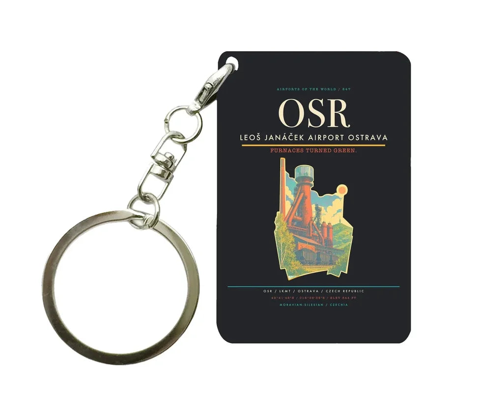 Leoš Janáček Airport Ostrava (OSR) design on black key chain