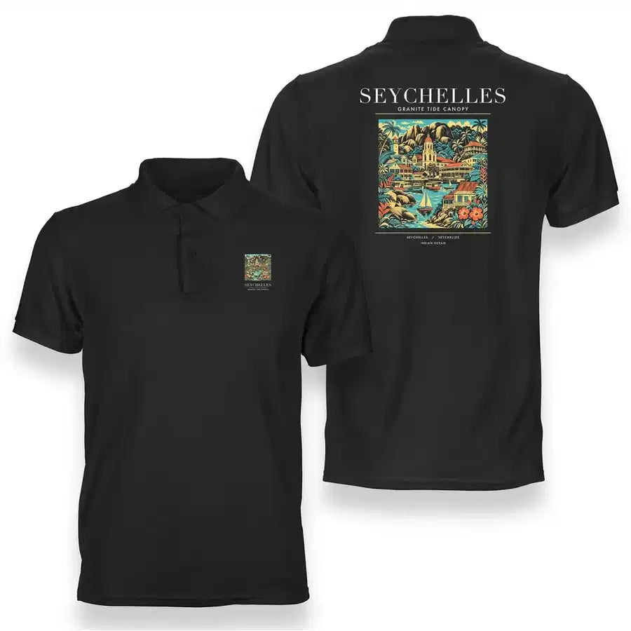 SEYCHELLES - Poster - Double-Side Polo - Black