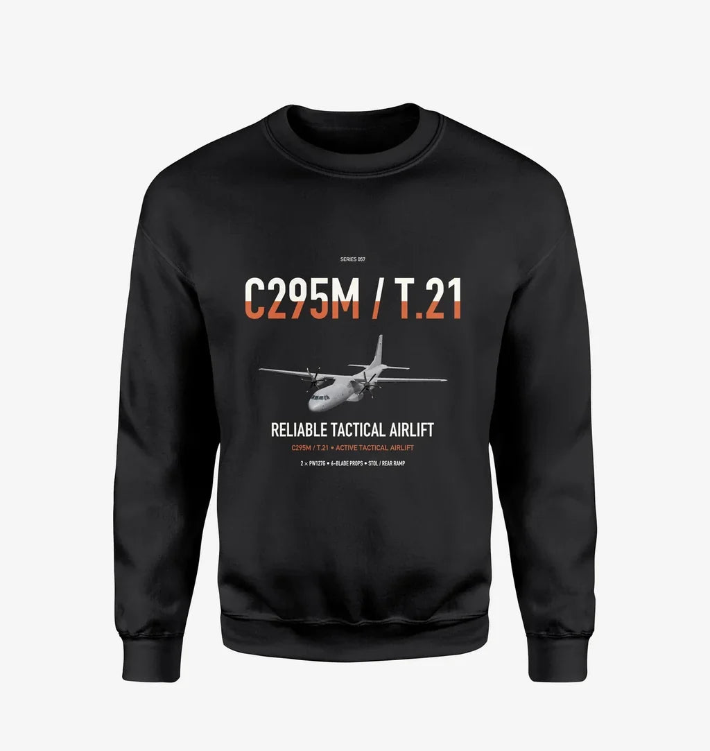 Airbus C295M T.21 design on black sweatshirt
