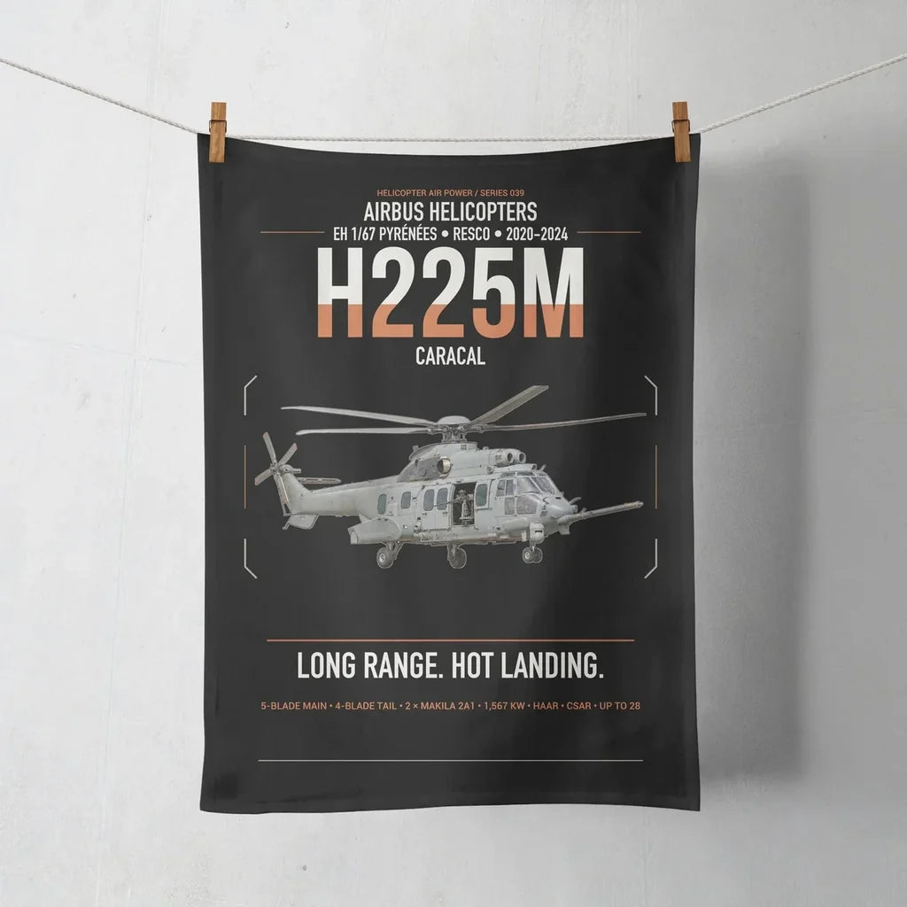 Airbus Helicopters H225M Caracal design on black towel