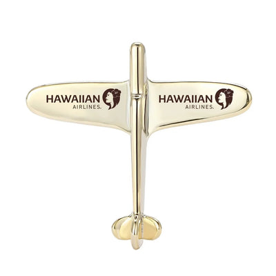 Hawaiian Airlines Airplane Shape aviation airplane-shape brooch, polished alloy body with engraved detail.