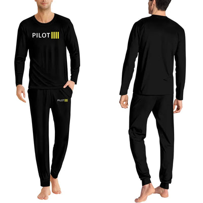 Pilot & Stripes (4 Lines) men pajamas - Black