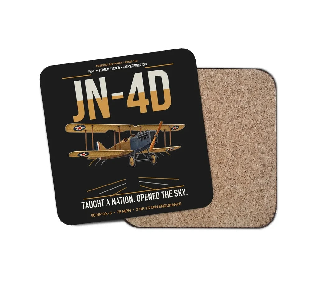 Curtiss JN-4D Jenny design on black 1 piece coaster