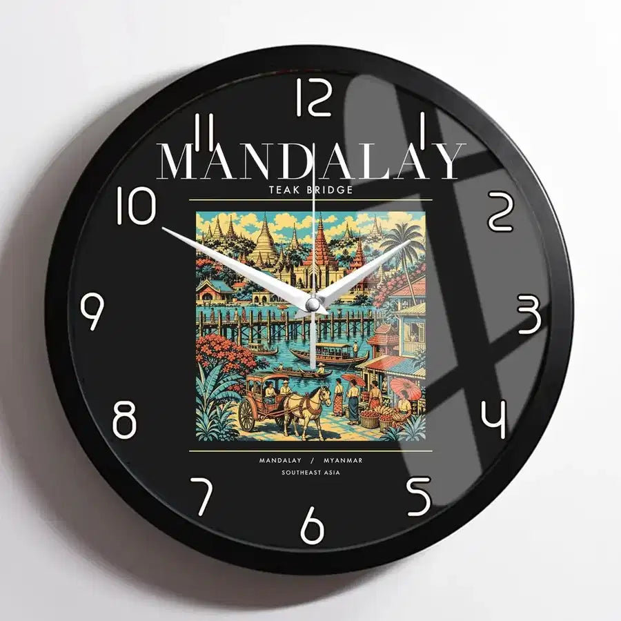 MANDALAY - Poster - Wall Clock Framed - Black