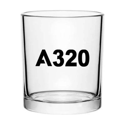 Airbus A320 Flat Text aviation design on whiskey glass, special-edition crystal cut.