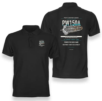 PW150A design on black polo
