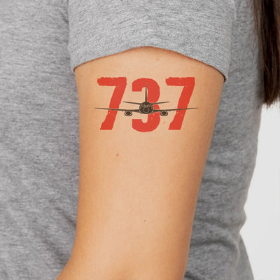 Boeing 737 aviation temporary tattoo in skin-safe adhesive paper.