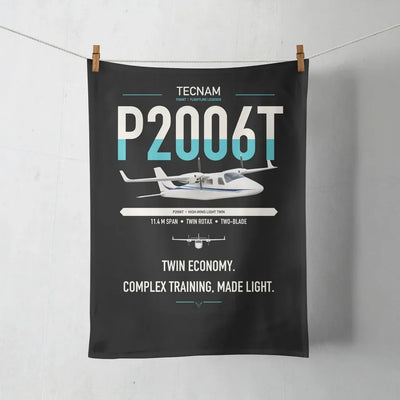 Tecnam P2006T design on black towel