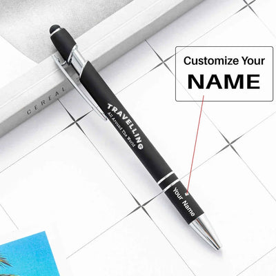 Travelling All Around The World touch pen - black with name