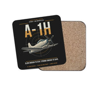 Thumbnail for A-1H Skyraider design on black 1 piece coaster