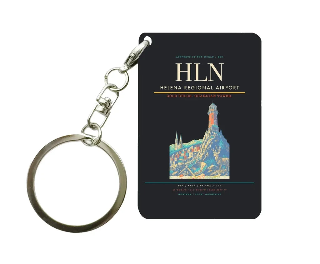 Helena Regional Airport (HLN) design on black key chain