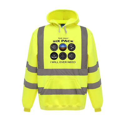 The Only Six Pack I Will Ever Need aviation design on cotton blend with reflective panels reflective hoodie.