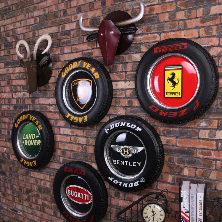Retro Iron LED Tire Wall Hanging aviation design on premium decorative material hanging wall decoration.