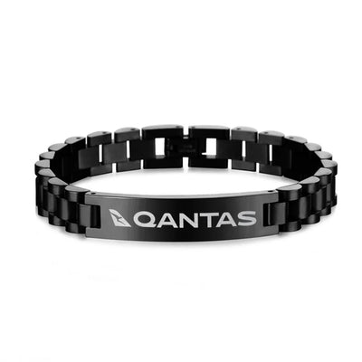 Qantas Airlines Airways Airlines aviation chain bracelet, stainless steel body with engraved detail.