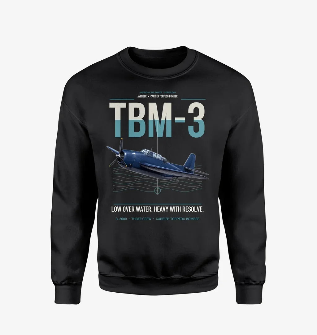 TBM-3 Avenger design on black sweatshirt
