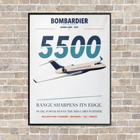 Thumbnail for Bombardier Global 5500 vertical canvas print - framed - white background