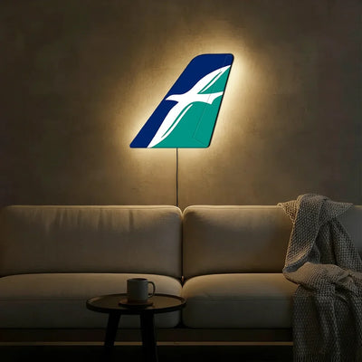 SilkAir aviation design on durable metal with LED aircraft tail wall art.