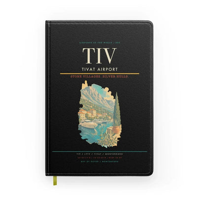 Tivat Airport (TIV) design on black notebook