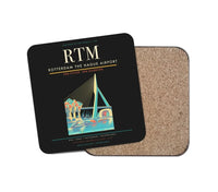Thumbnail for Rotterdam The Hague Airport (RTM) design on black 1 piece coaster