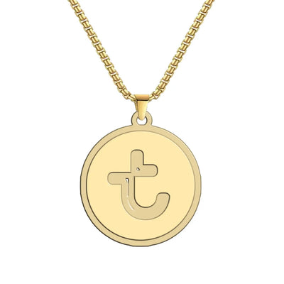 Side view of Transavia France Airlines aviation hollow necklace in polished metal, polished finish.