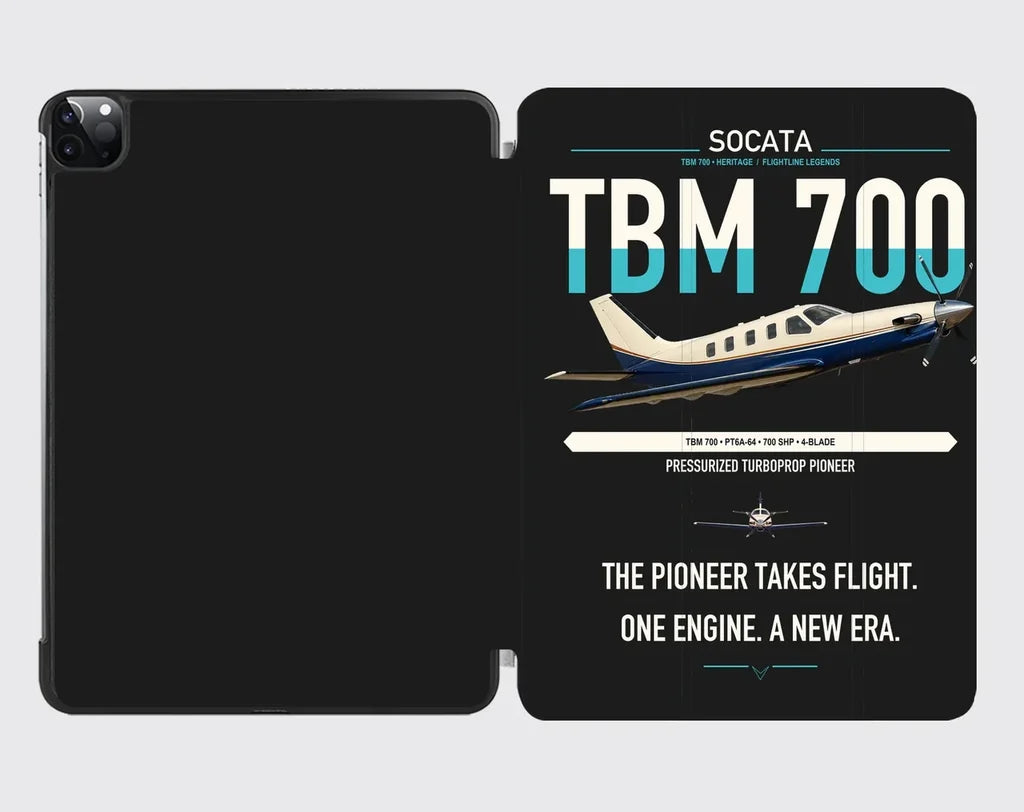 Socata TBM 700 design on black ipad tablet case