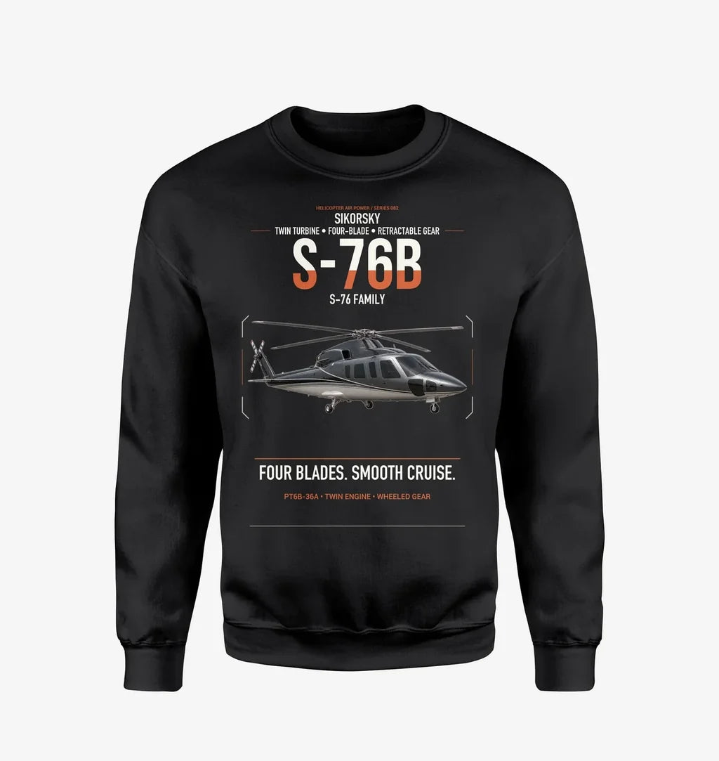 Sikorsky S-76B design on black sweatshirt