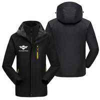Thumbnail for Custom Name (Badge 5) aviation design printed on heavyweight insulated shell with snow cuffs thick ski jacket.