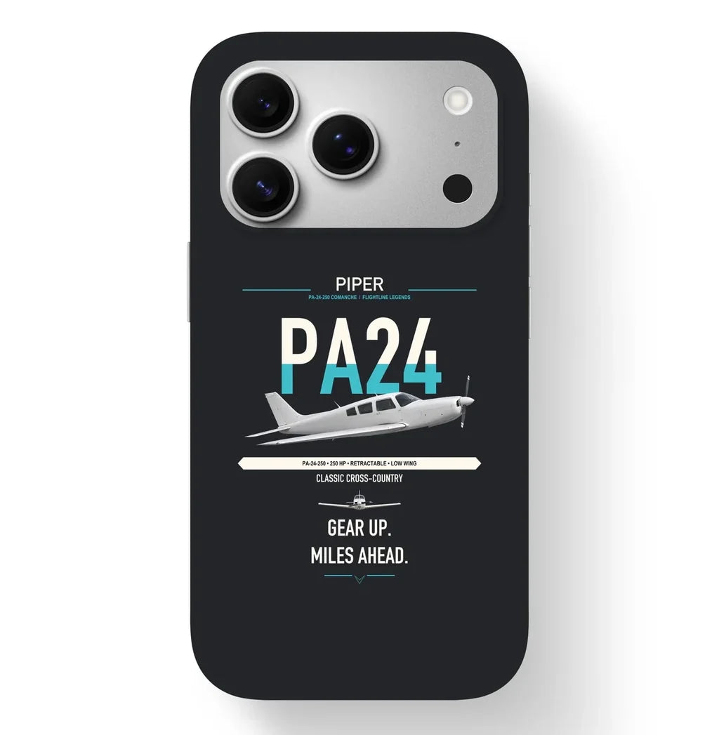 Piper PA-24-250 Comanche 250 design on black magsafe iphone case, for iPhone 17 Pro