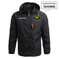 Thumbnail for Embraer & Text aviation design printed on lightweight shell with slim fit stylish thin jacket.