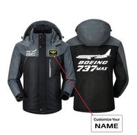 Thumbnail for The Boeing 737Max aviation design printed on heavyweight insulated shell thick winter jacket.