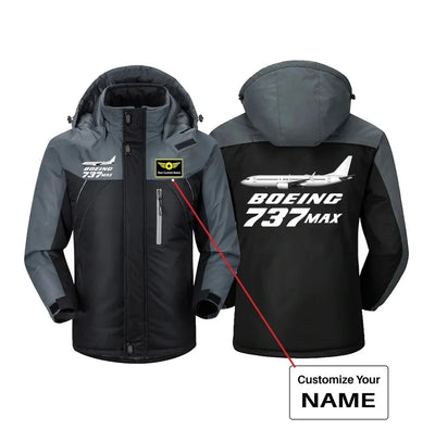 The Boeing 737Max aviation design printed on heavyweight insulated shell thick winter jacket.