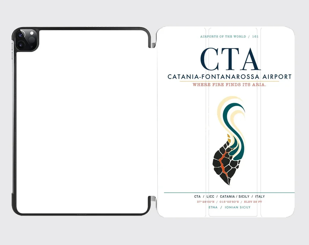 Catania-Fontanarossa Airport (CTA) design on white ipad tablet case