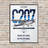 Thumbnail for Cessna T207A Stationair 8 vertical canvas print - framed - white background