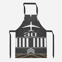 Thumbnail for Runway 30 aviation design on durable cotton blend kitchen apron.