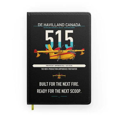 De Havilland Canadair 515 design on black notebook