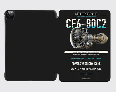 CF6-80C2 design on black ipad tablet case