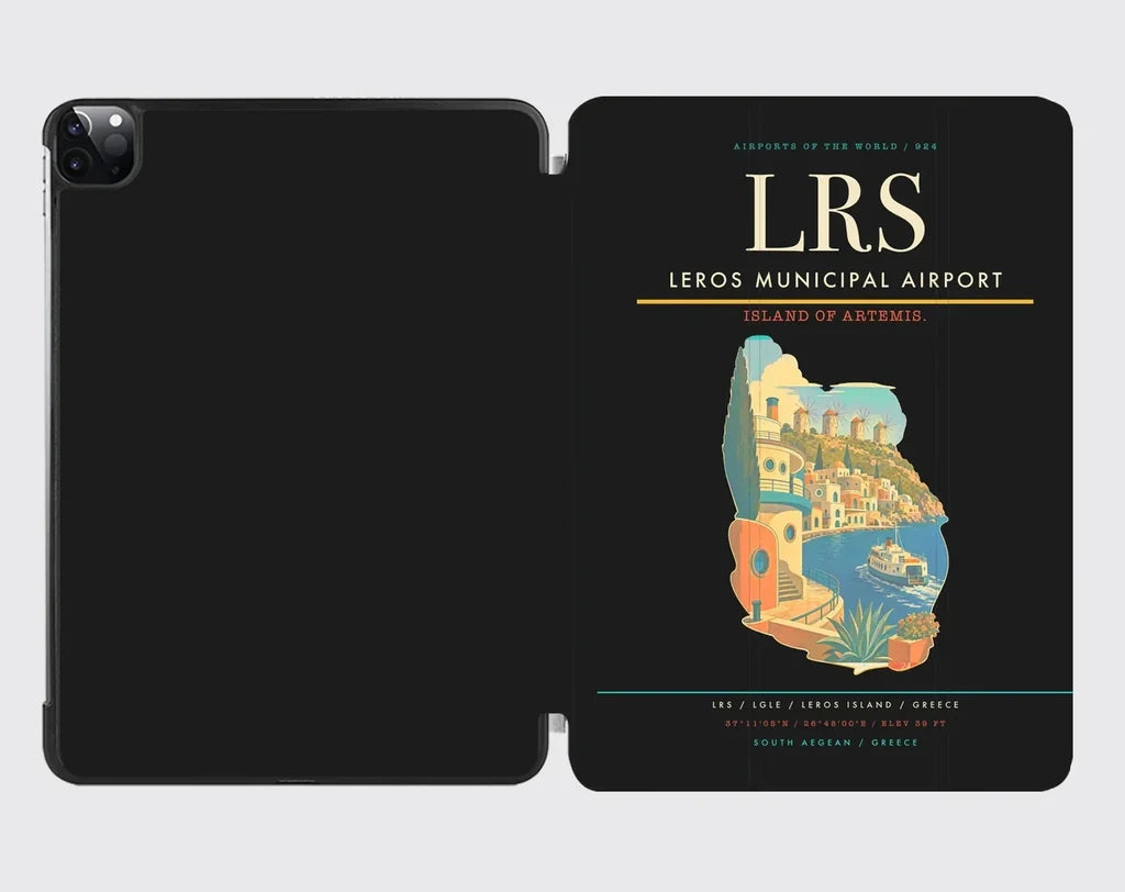 Leros Municipal Airport (LRS) design on black ipad tablet case