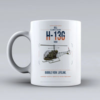 Thumbnail for Bell H-13G Sioux design on white ceramic mug, double-side print
