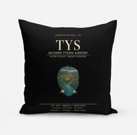 Thumbnail for McGhee Tyson Airport Knoxville (TYS) design on black pillow